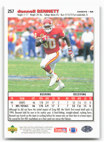 1995 Collector's Choice #257 Donnell Bennett Player's Club