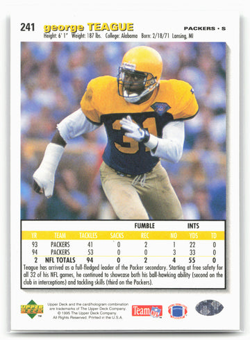 1995 Collector's Choice #241 George Teague Player's Club