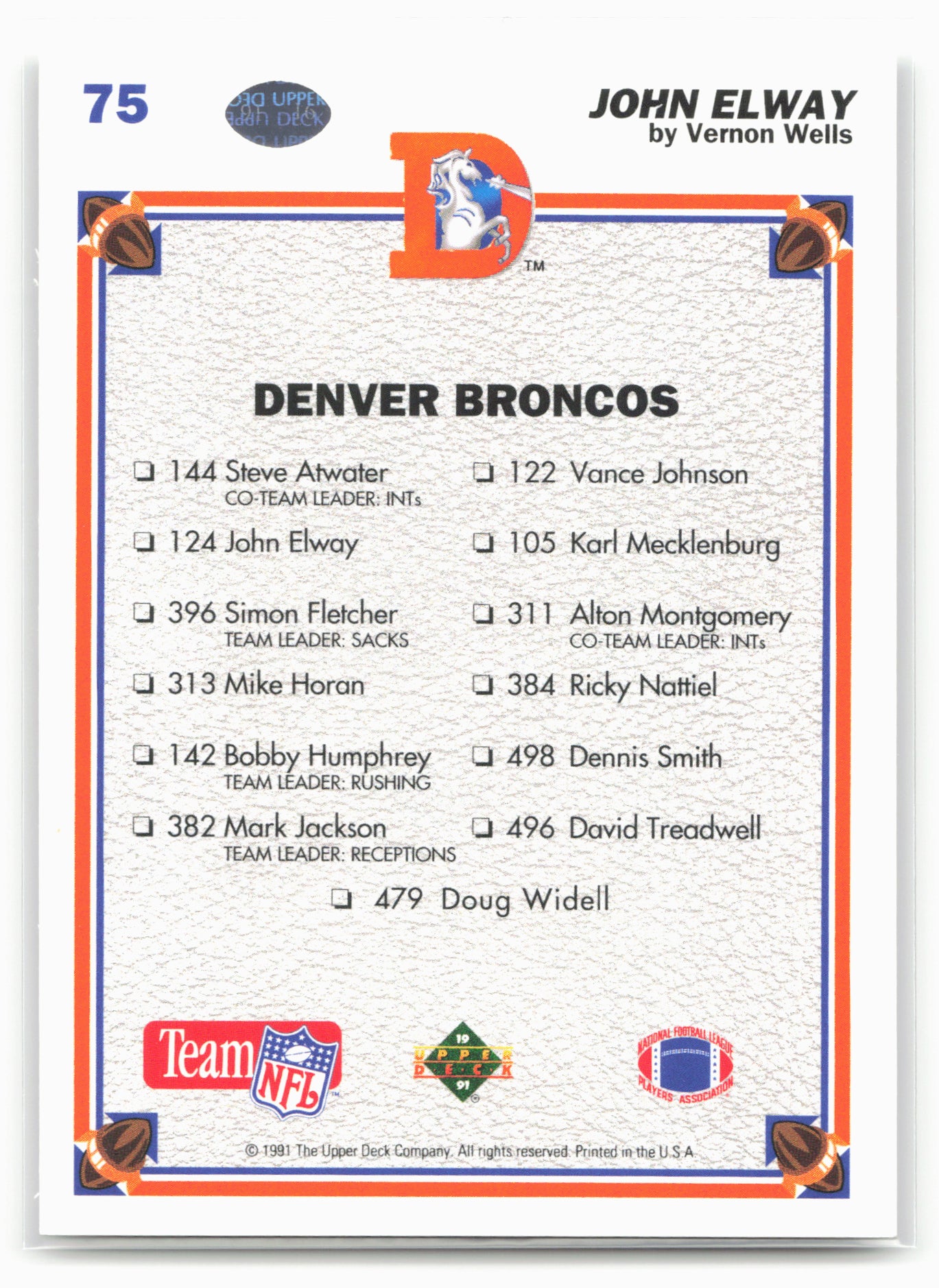 1991 Upper Deck #75 John Elway