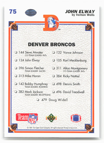 1991 Upper Deck #75 John Elway
