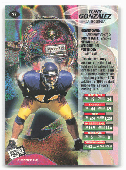 1997 Press Pass #22 Tony Gonzalez
