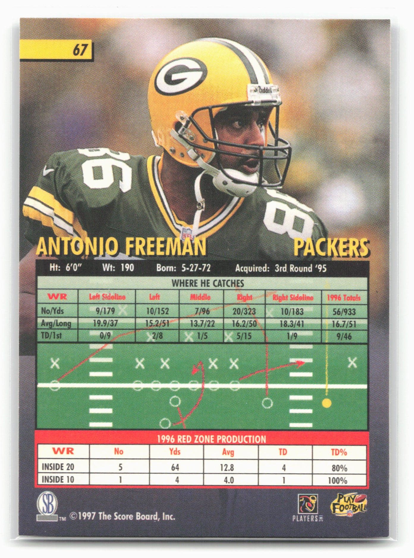 1997 Score Board Playbook #67 Antonio Freeman