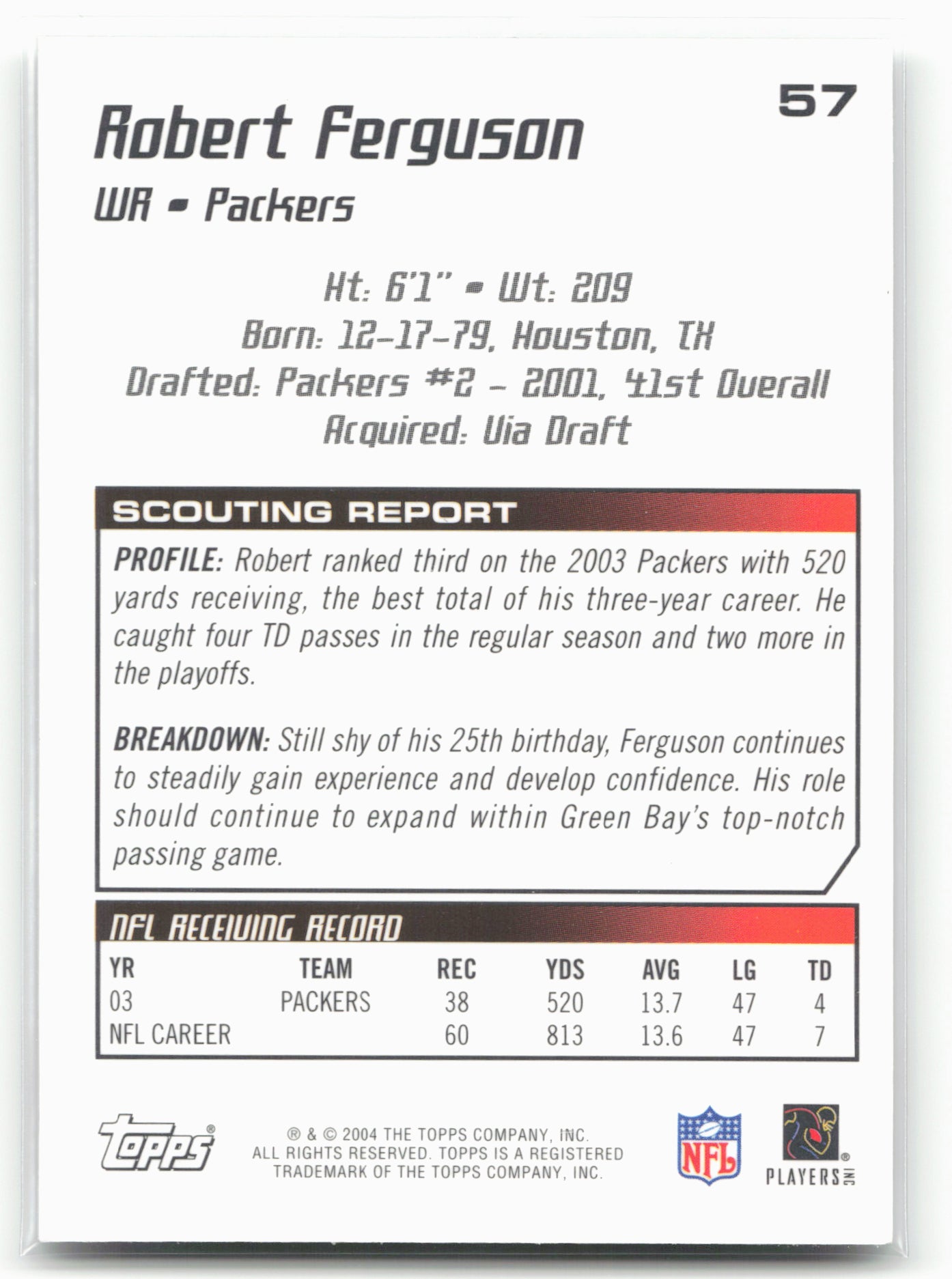 2004 Topps Draft Picks & Prospects #57 Robert Ferguson Chrome