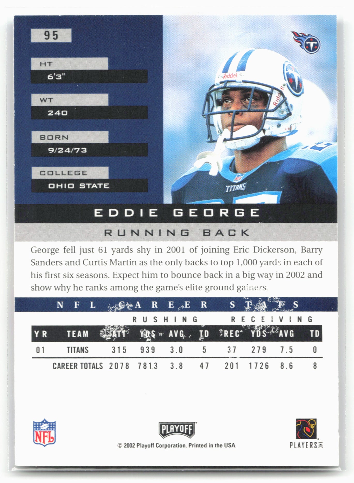 2002 Playoff Honors #95 Eddie George