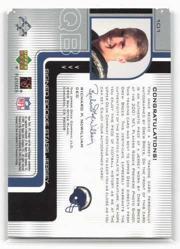 
2001 SPx #101a Drew Brees #/250
