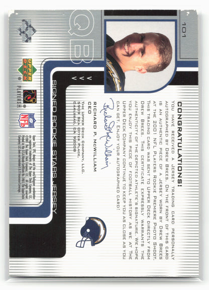 2001 SPx #101a Drew Brees #/250
