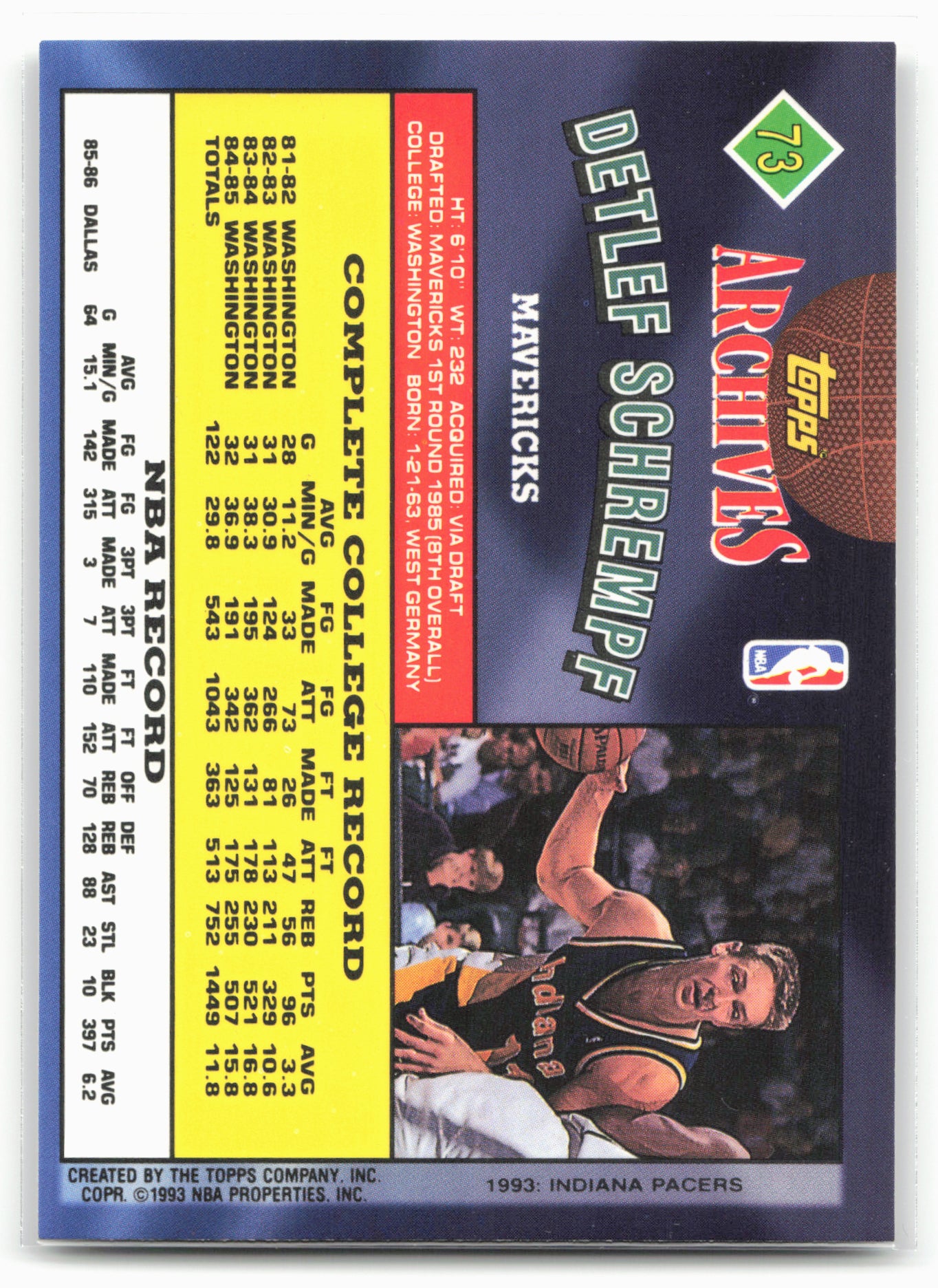 1992-93 Topps Archives #73 Detlef Schrempf