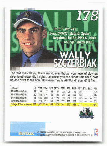 
1999-00 Hoops #178 Wally Szczerbiak
