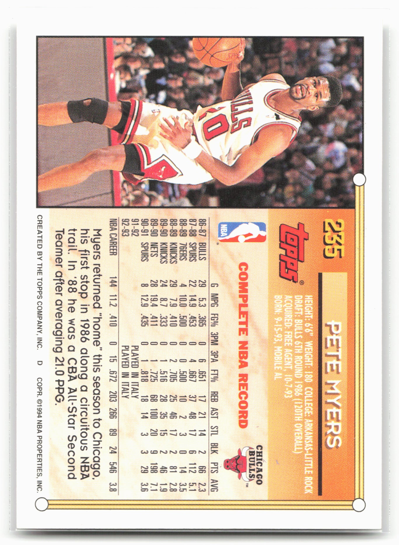 1993-94 Topps #235 Pete Myers Gold