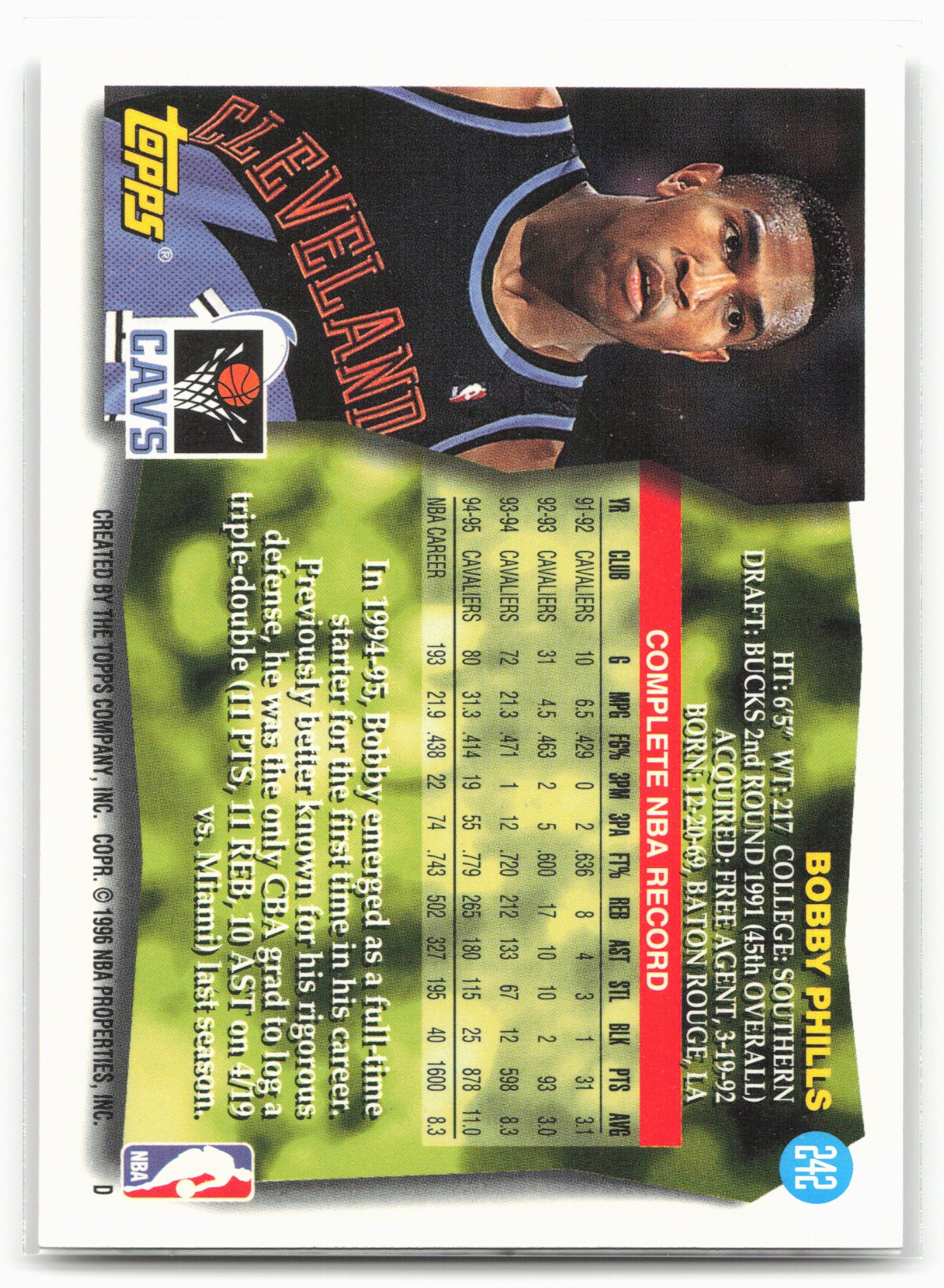 1995-96 Topps #242 Bobby Phills