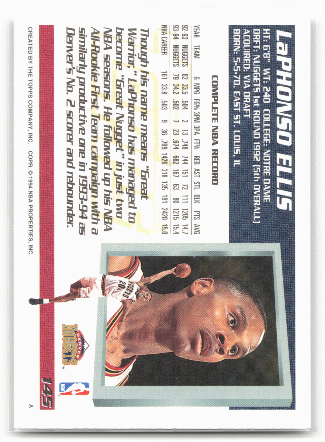 1994-95 Topps #145 LaPhonso Ellis