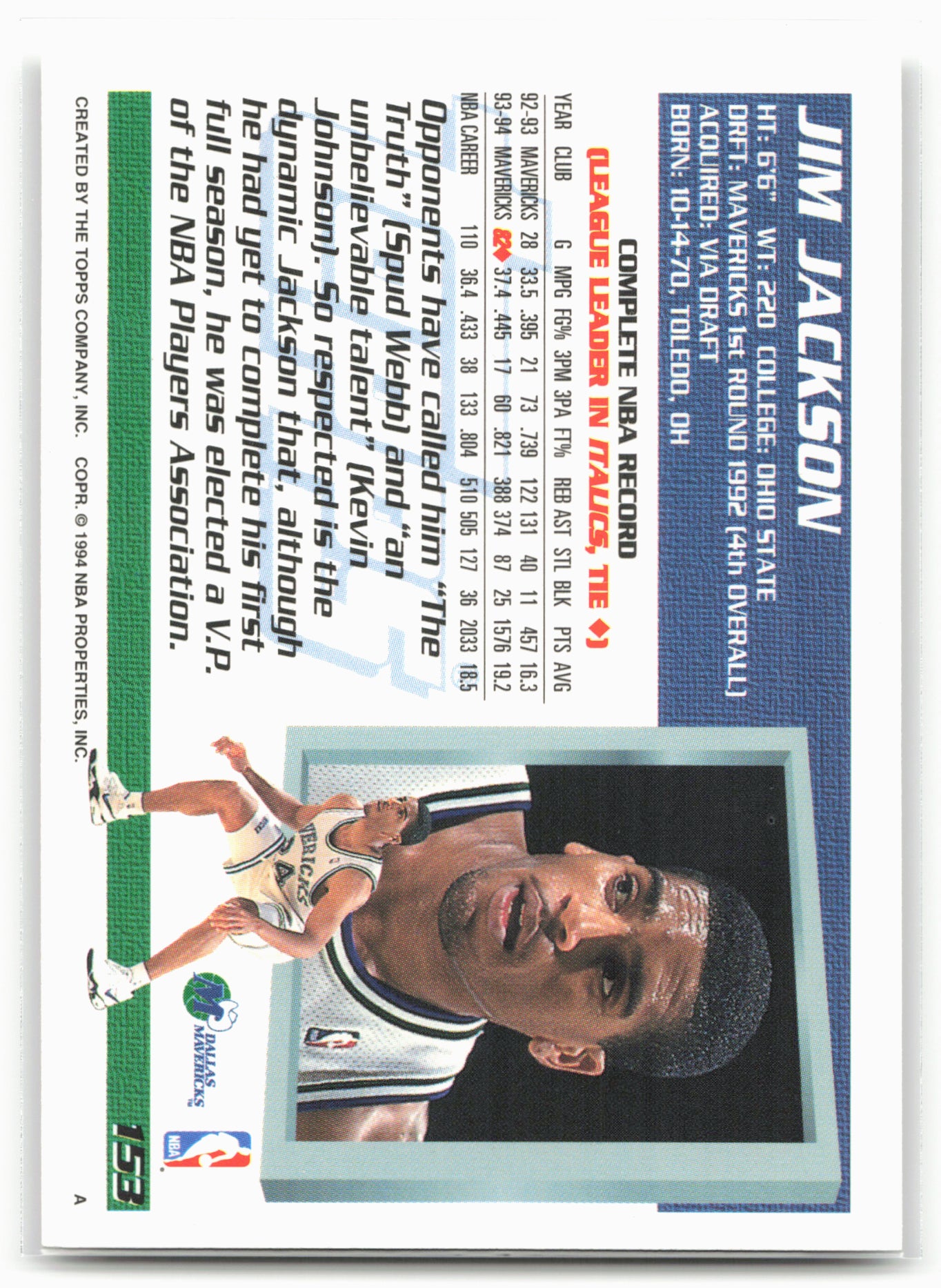 1994-95 Topps #153 Jim Jackson