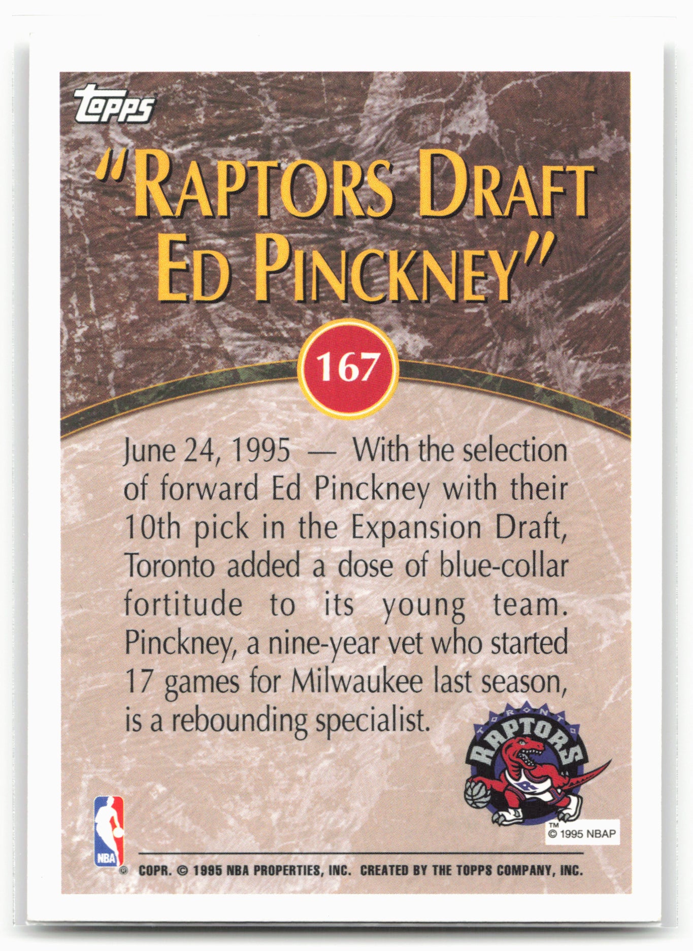 1995-96 Topps #167 Ed Pinckney