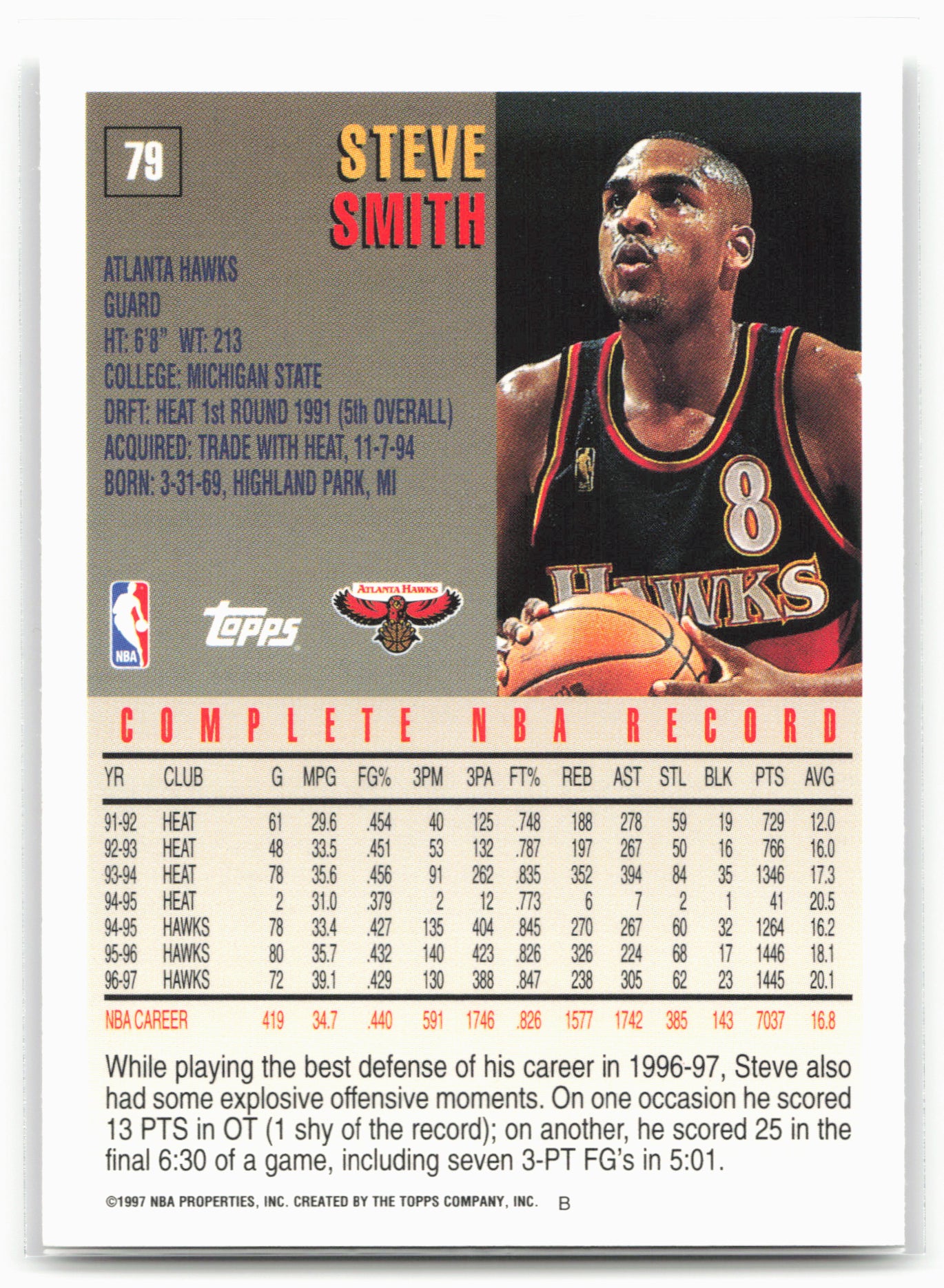 1997-98 Topps #79 Steve Smith