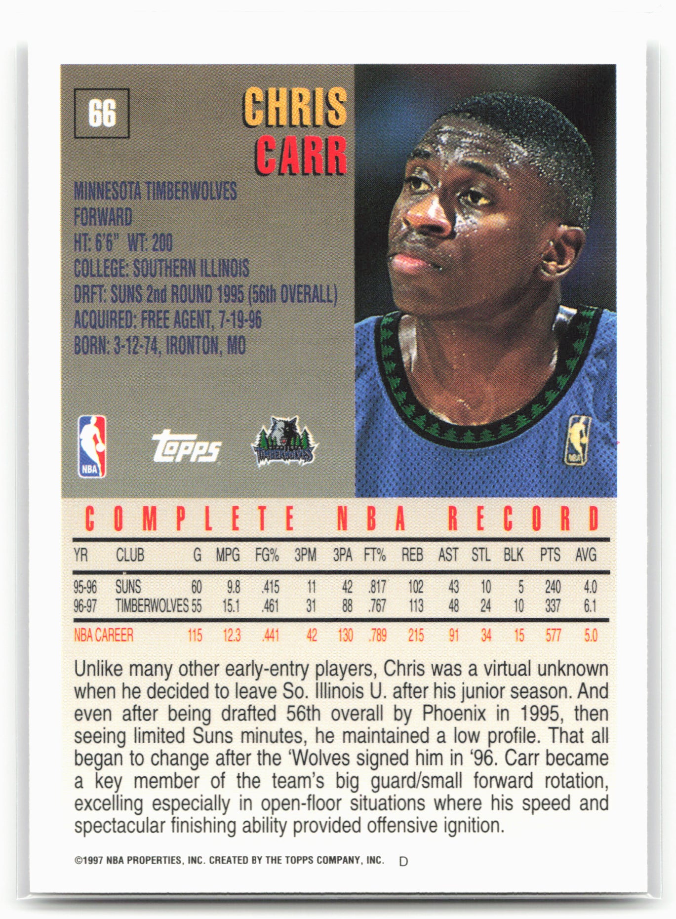1997-98 Topps #66 Chris Carr