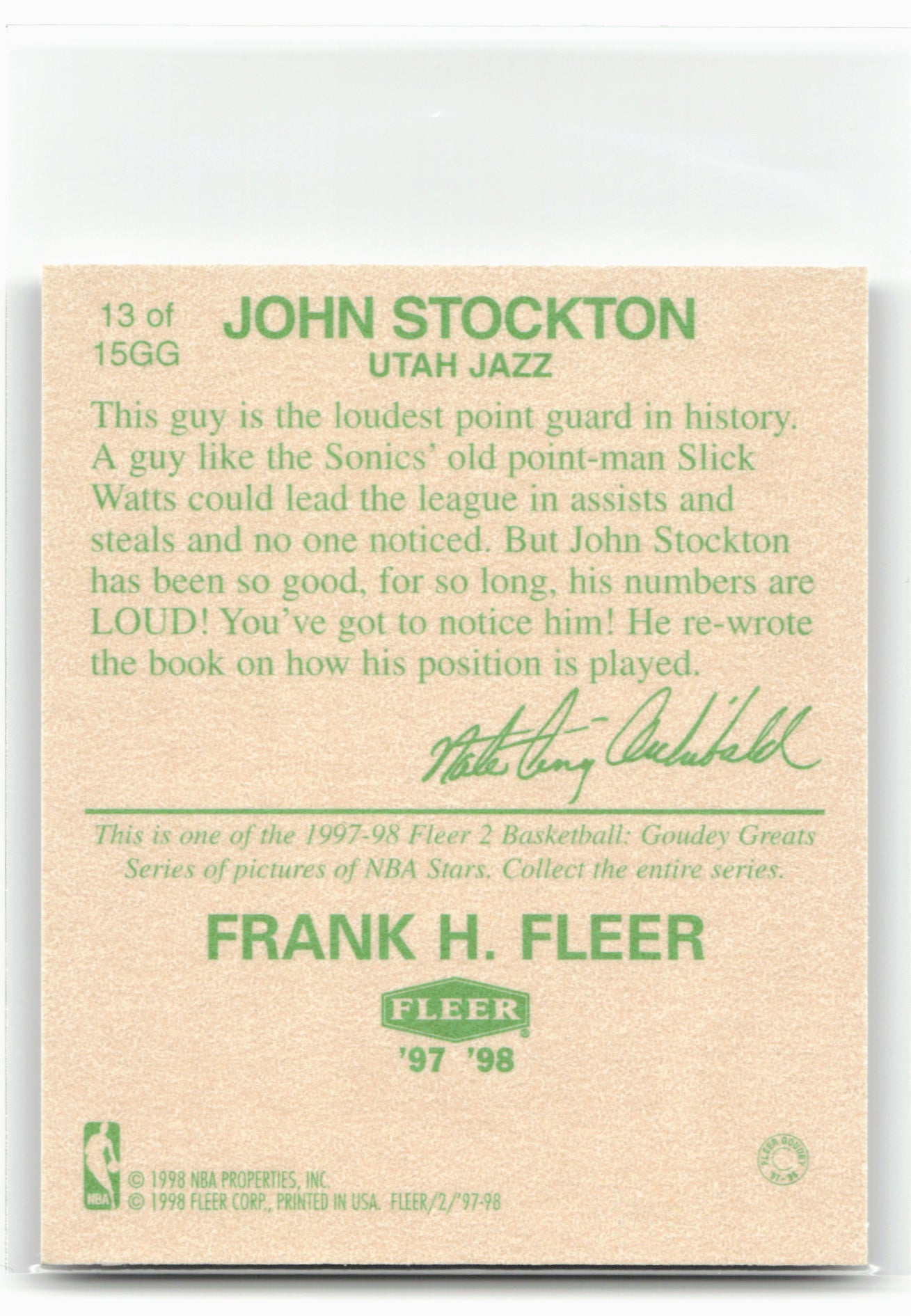 1997-98 Fleer #13GG John Stockton Goudey Greats
