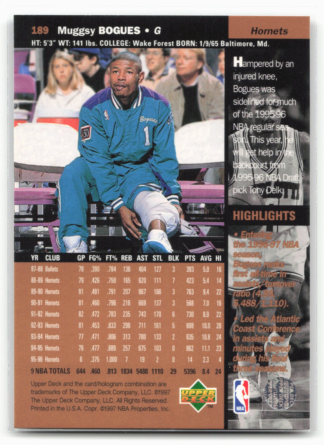 1996-97 Upper Deck #189 Muggsy Bogues