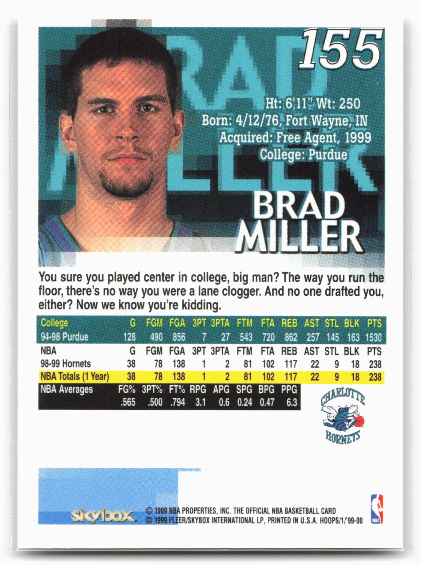 1999-00 Hoops #155 Brad Miller