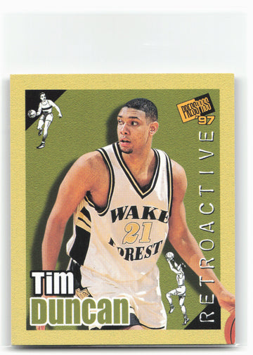 
1997 Press Pass Double Threat #1 Tim Duncan Retroactive