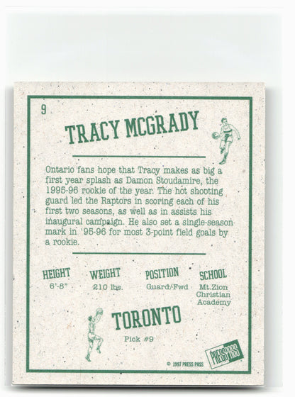 1997 Press Pass Double Threat #9 Tracy McGrady Retroactive
