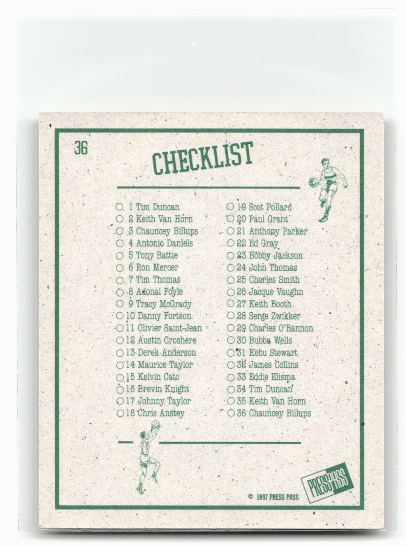 1997 Press Pass Double Threat #36 Chauncey Billups Retroactive