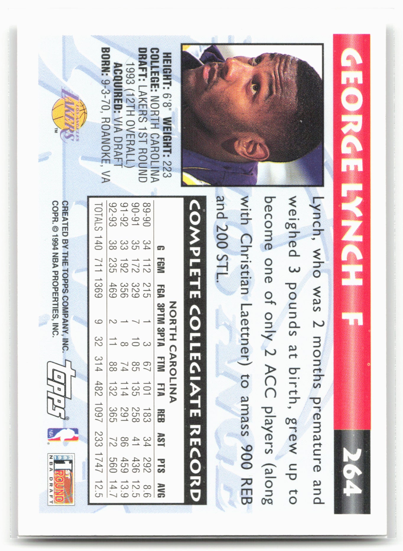 1993-94 Topps #264 George Lynch Gold