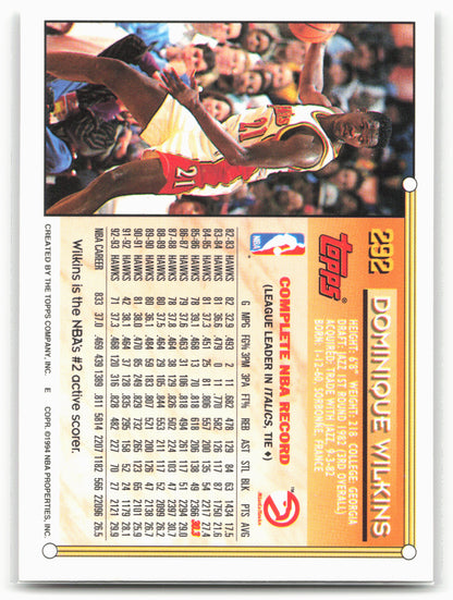1993-94 Topps #292 Dominique Wilkins Gold