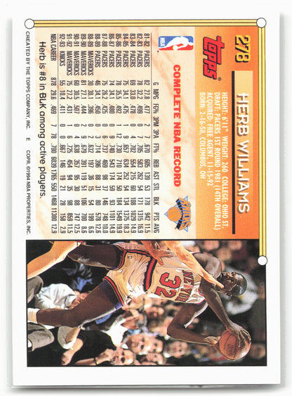 1993-94 Topps #278 Herb Williams Gold