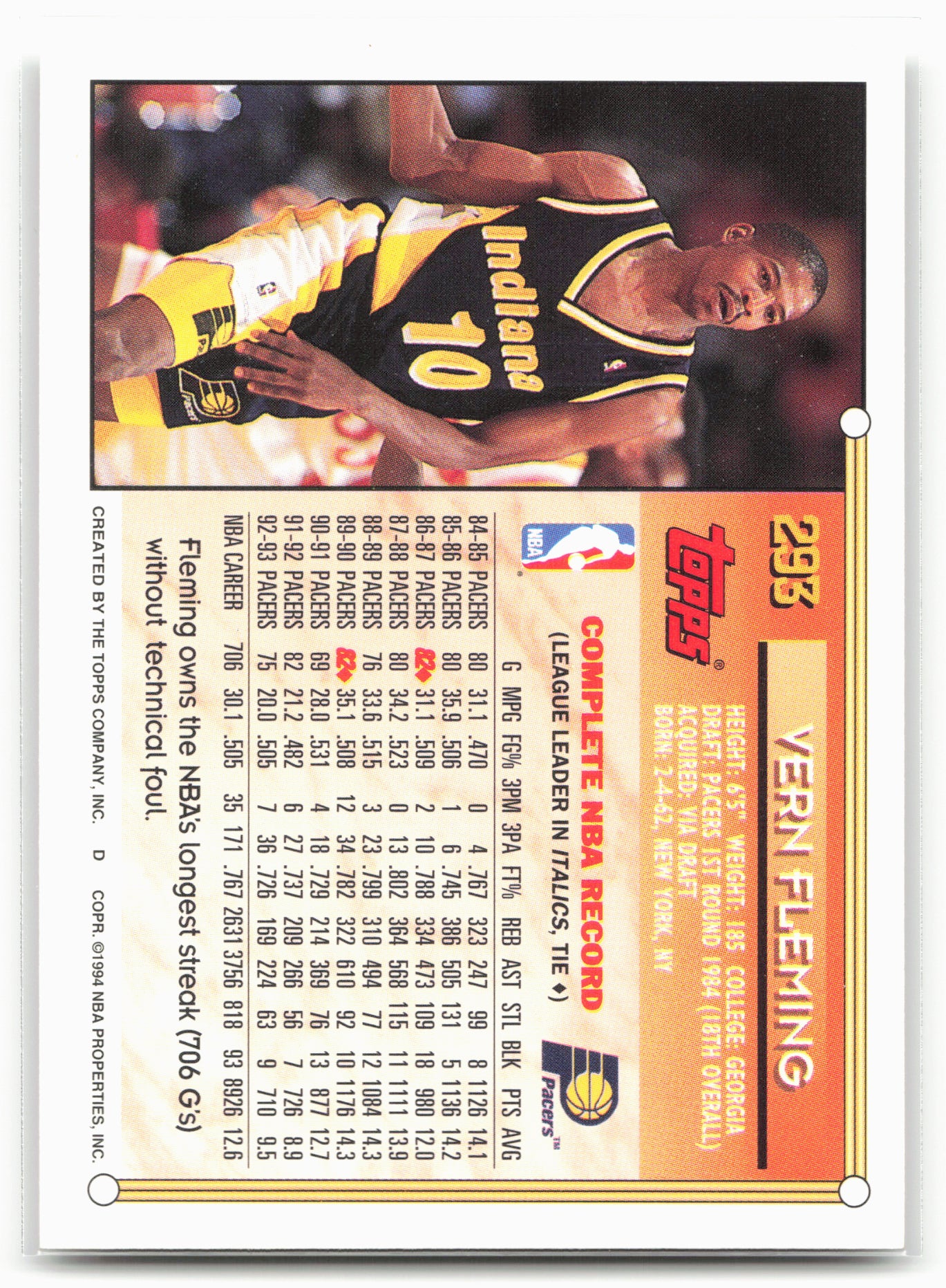 1993-94 Topps #293 Vern Fleming Gold