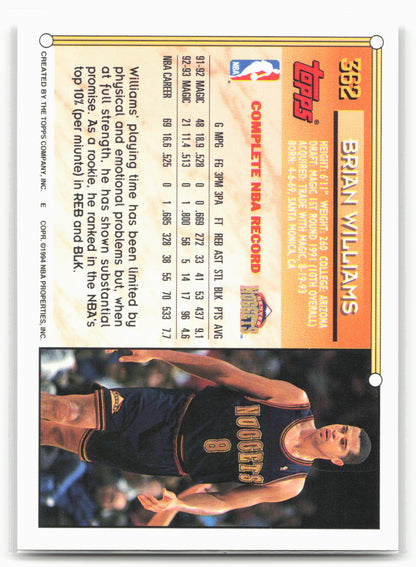 1993-94 Topps #362 Brian Williams Gold