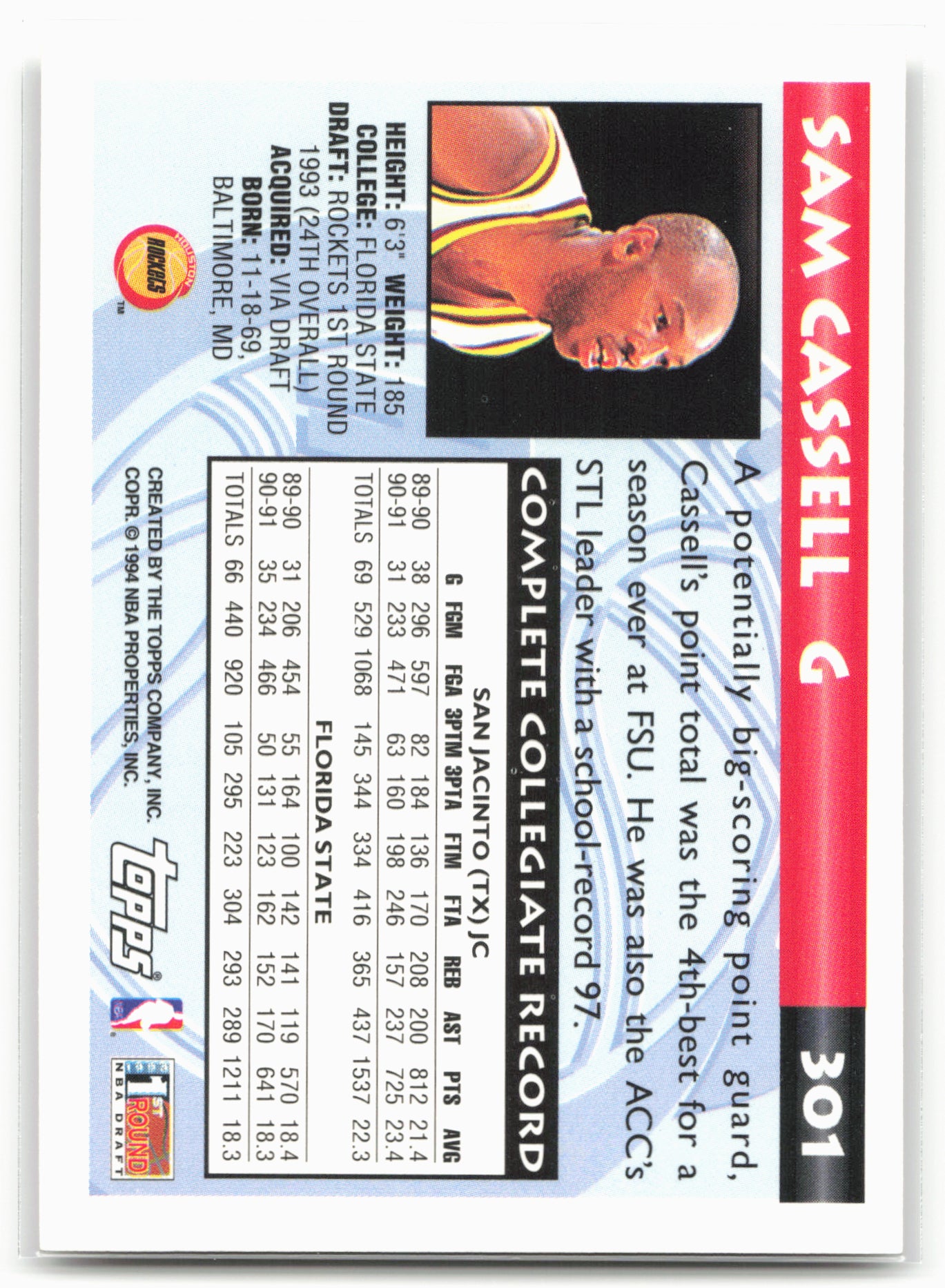 1993-94 Topps #301 Sam Cassell Gold