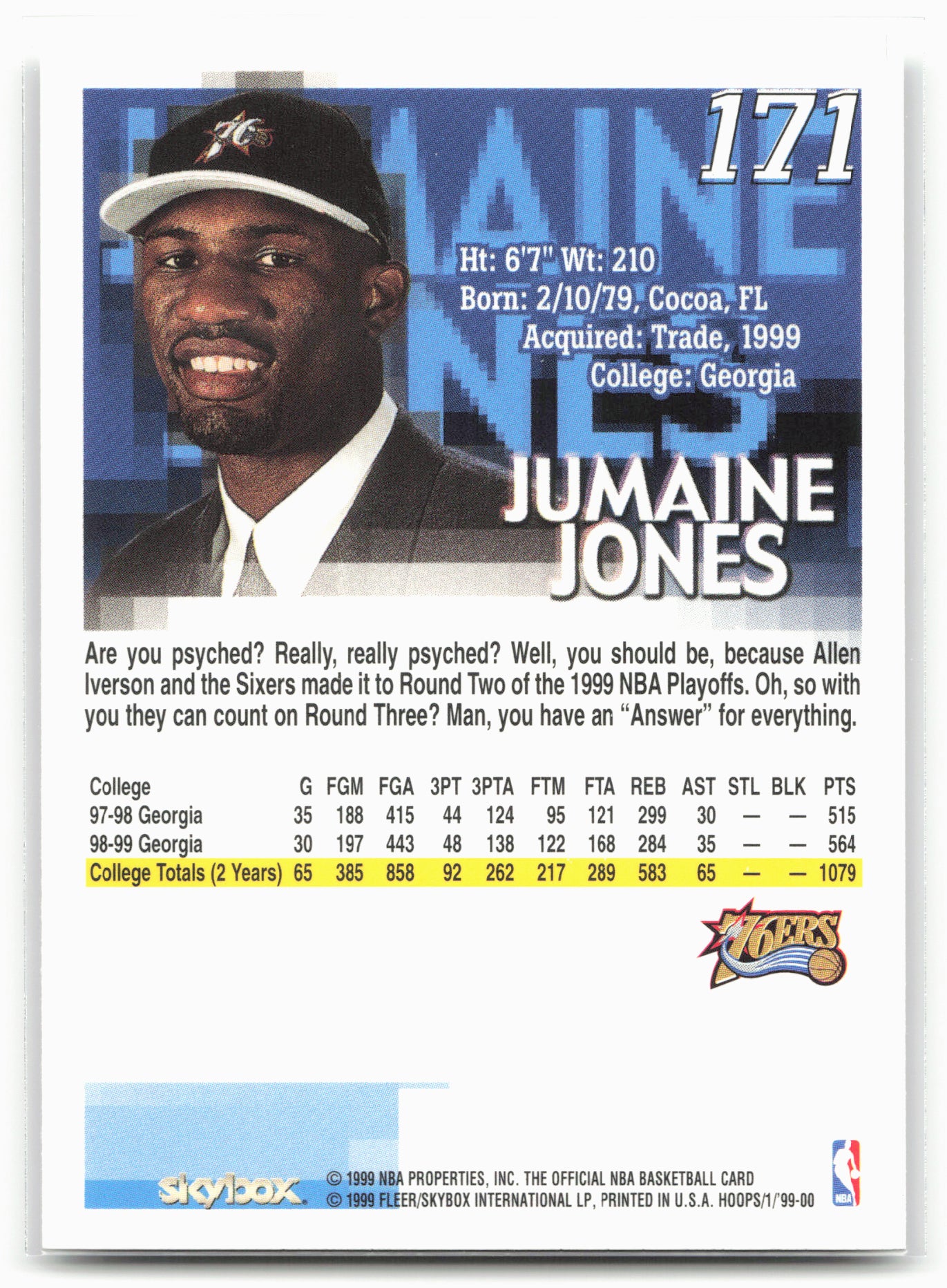 1999-00 Hoops #171 Jumaine Jones