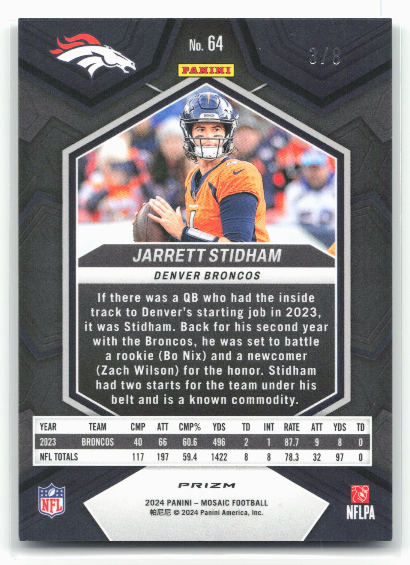 2024 Panini Mosaic #64 Jarrett Stidham Green Sparkle #/8