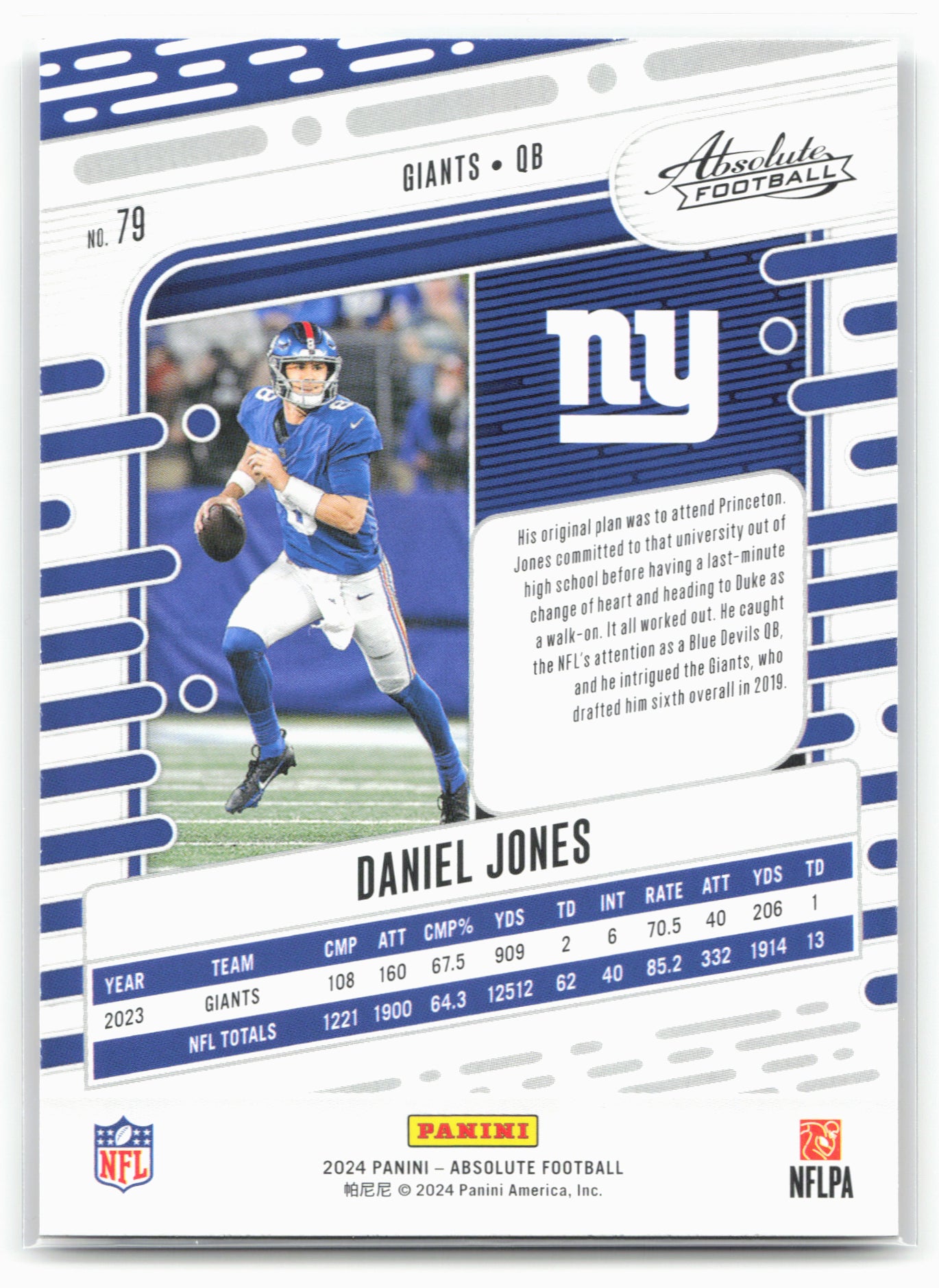 2024 Panini Absolute #79 Daniel Jones Red and Blue