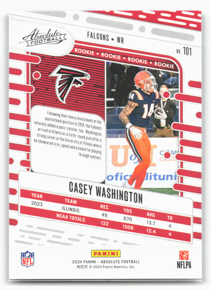 2024 Panini Absolute #101 Casey Washington Red and Blue