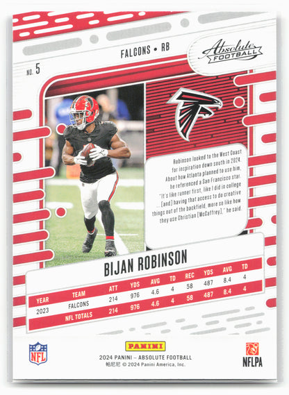 2024 Panini Absolute #5 Bijan Robinson Red and Blue