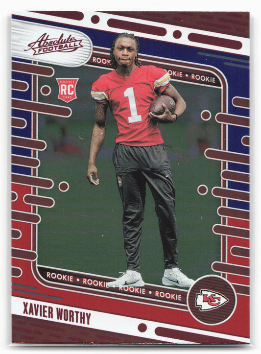 2024 Panini Absolute #128 Xavier Worthy Red and Blue