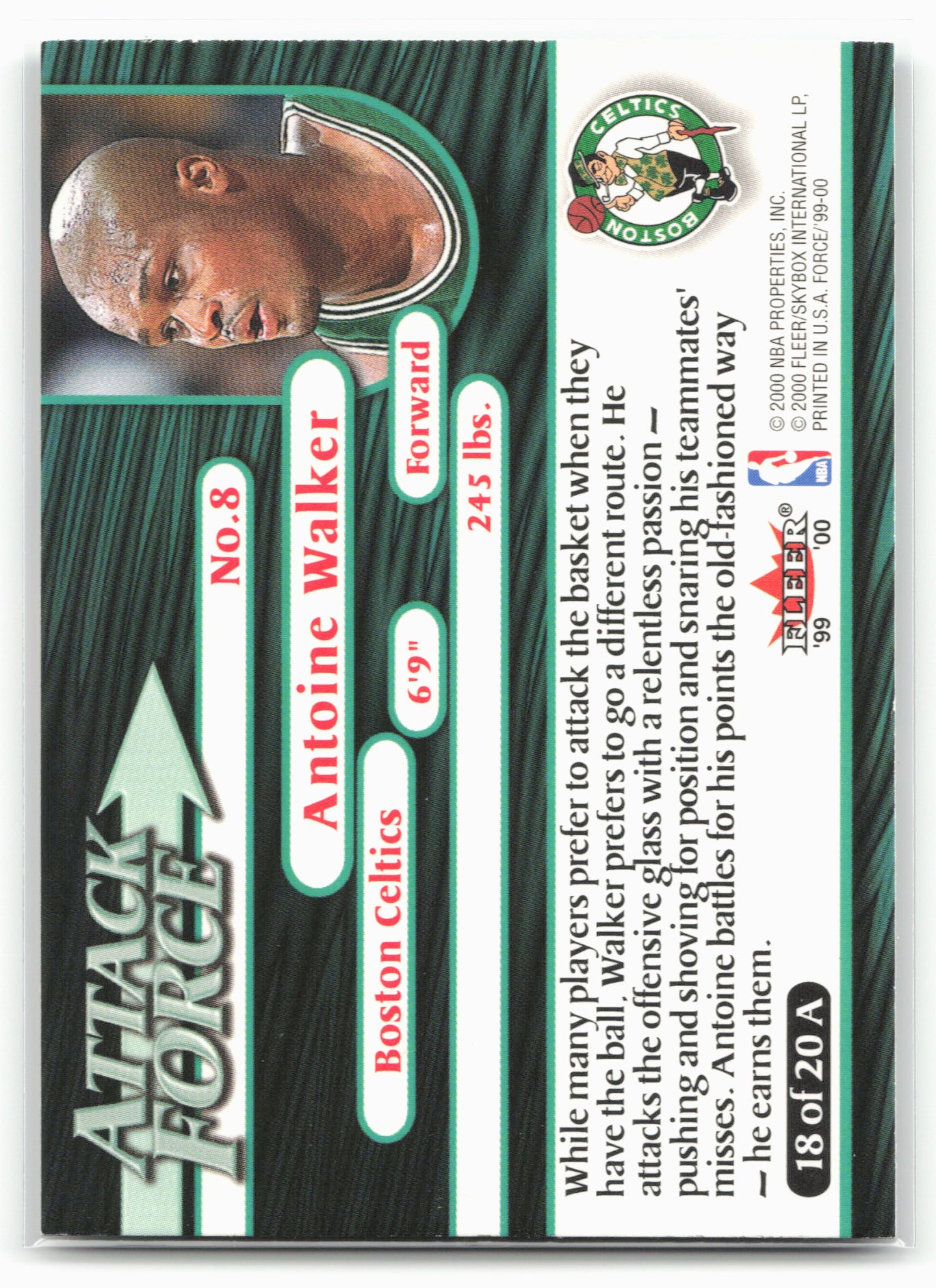 1999-00 Fleer Force #18 A Antoine Walker Attack Force
