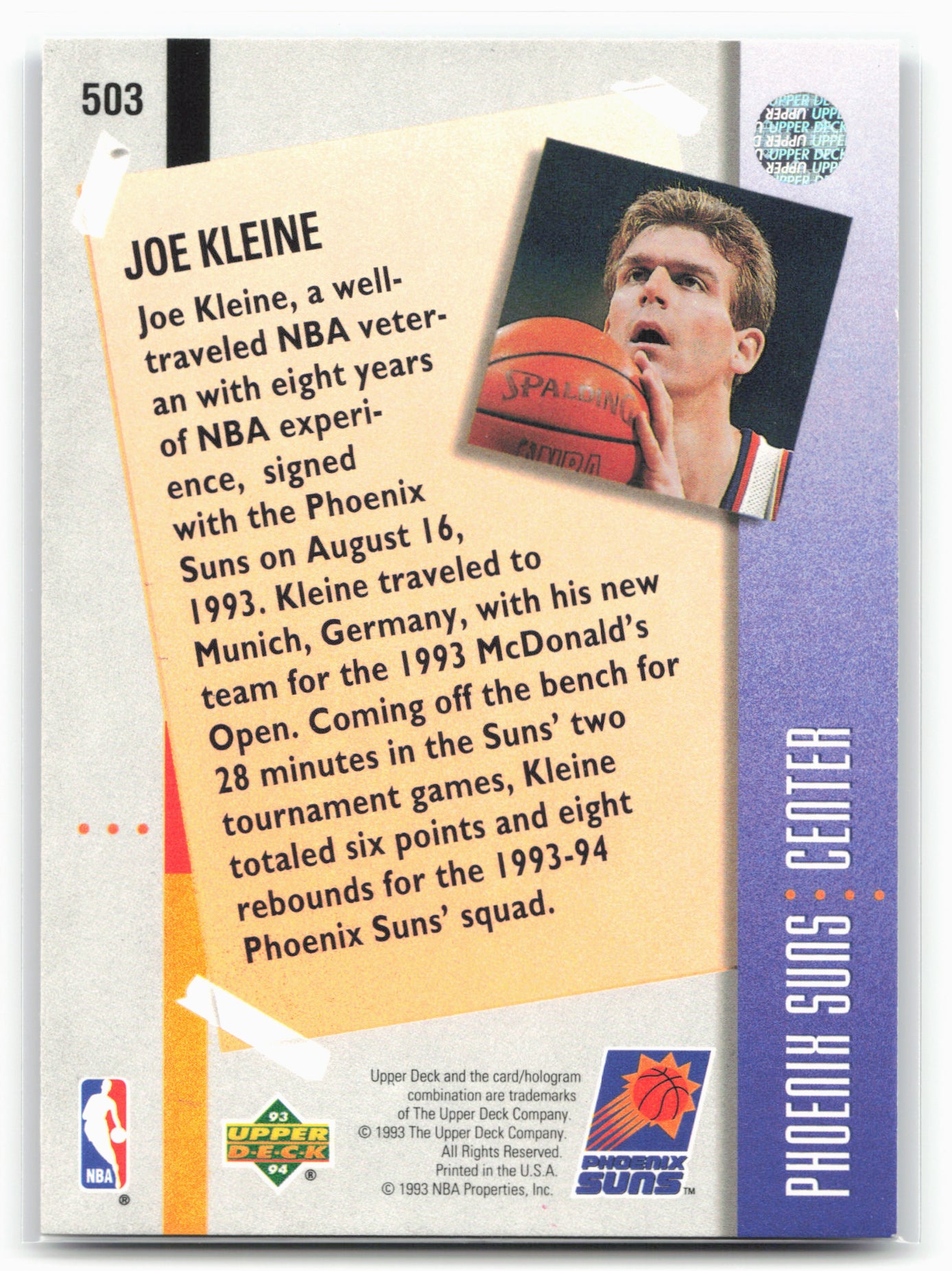 1993-94 Upper Deck #503 Joe Kleine