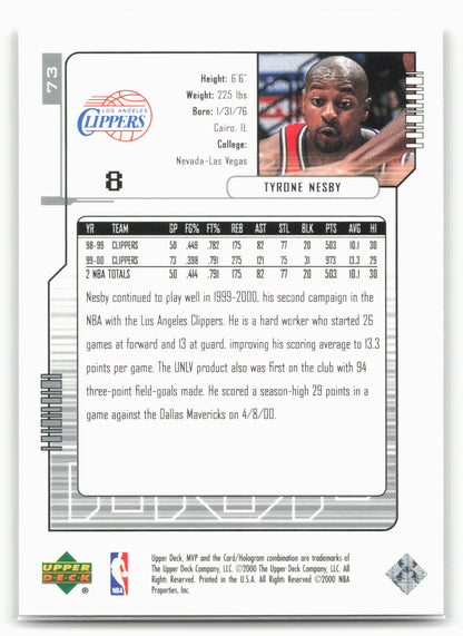 2000-01 Upper Deck MVP #73 Tyrone Nesby Silver Script