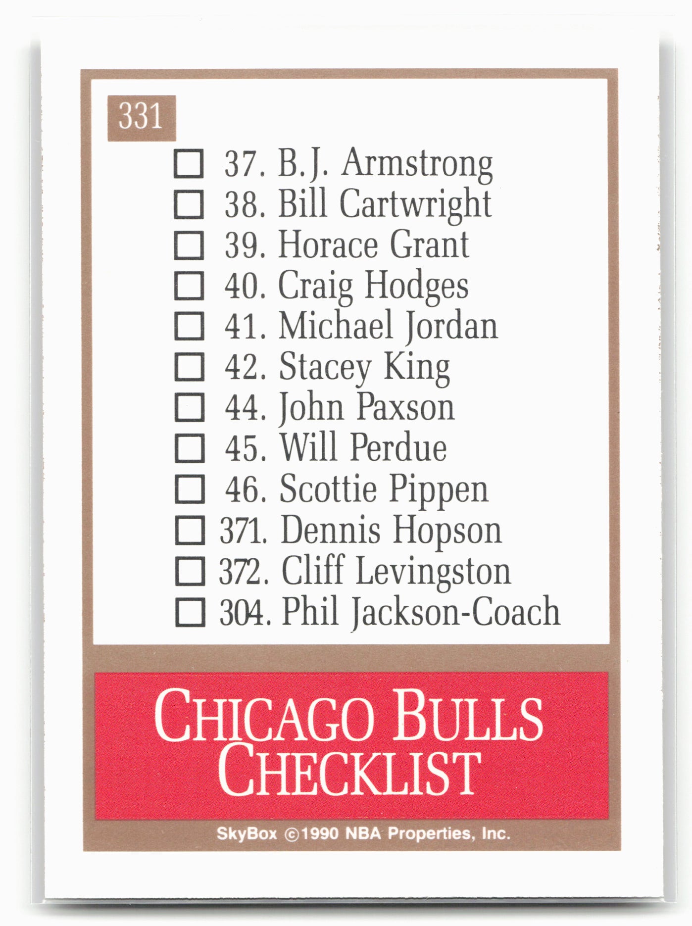1990-91 SkyBox #331 Chicago Bulls Logo/Checklist CL