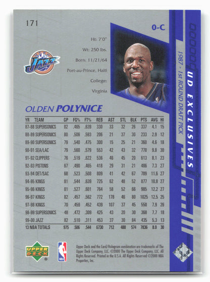 2000-01 Upper Deck #171 Olden Polynice UD Exclusives Silver 30/500