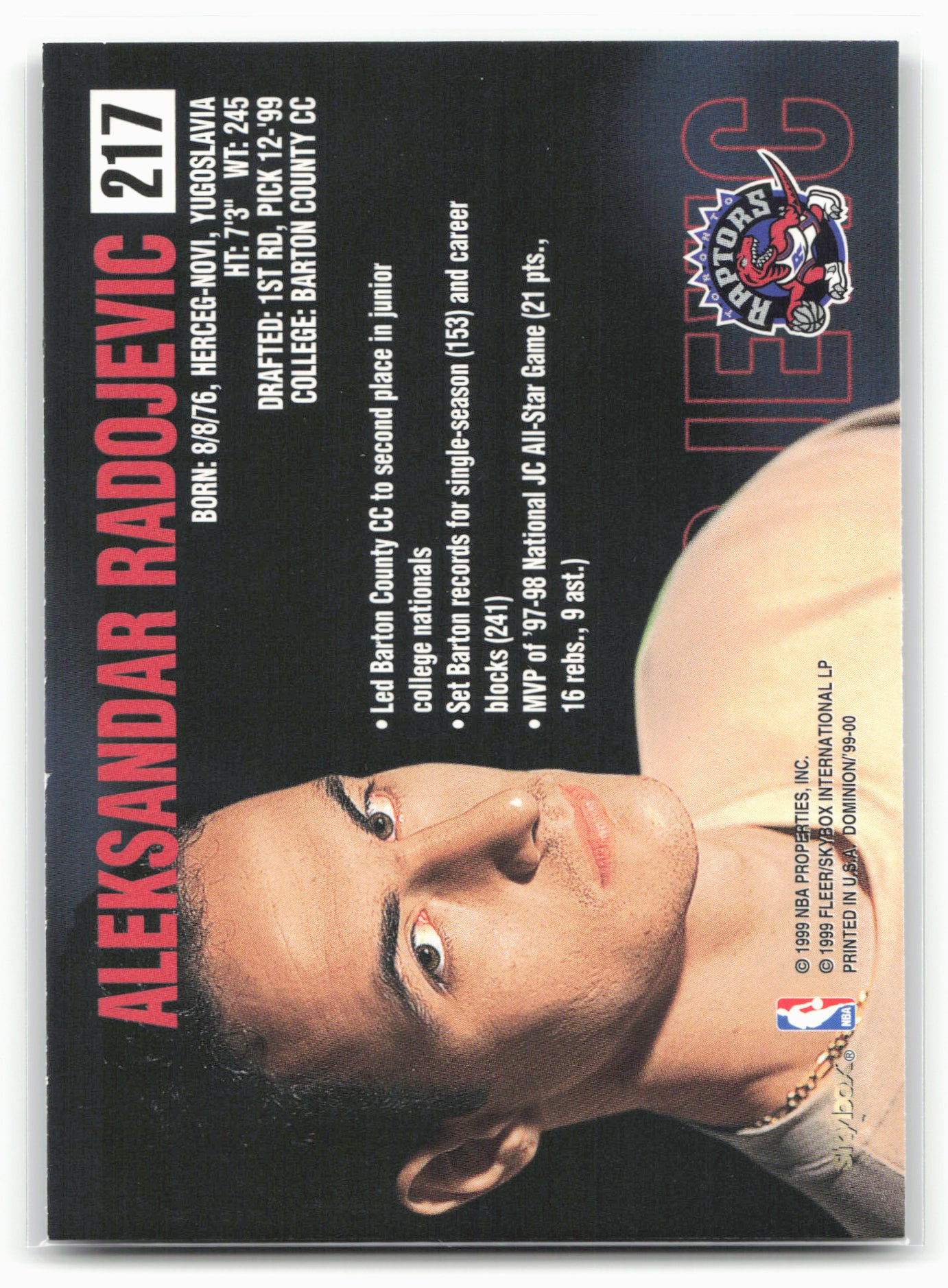 1999-00 SkyBox Dominion #217 Aleksandar Radojevic