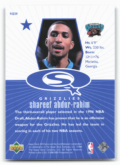 1998-99 UD Choice #SQ28 Shareef Abdur-Rahim StarQuest Blue 24704