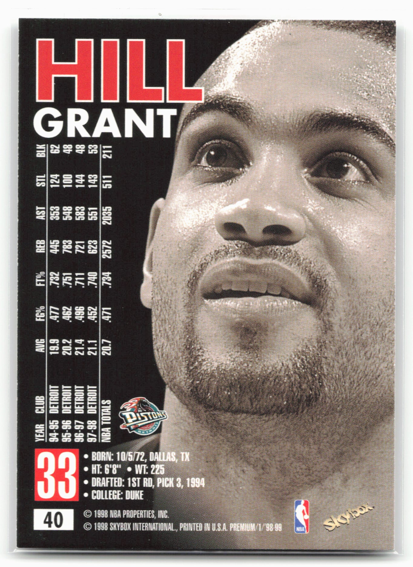 1998-99 SkyBox Premium #40 Grant Hill