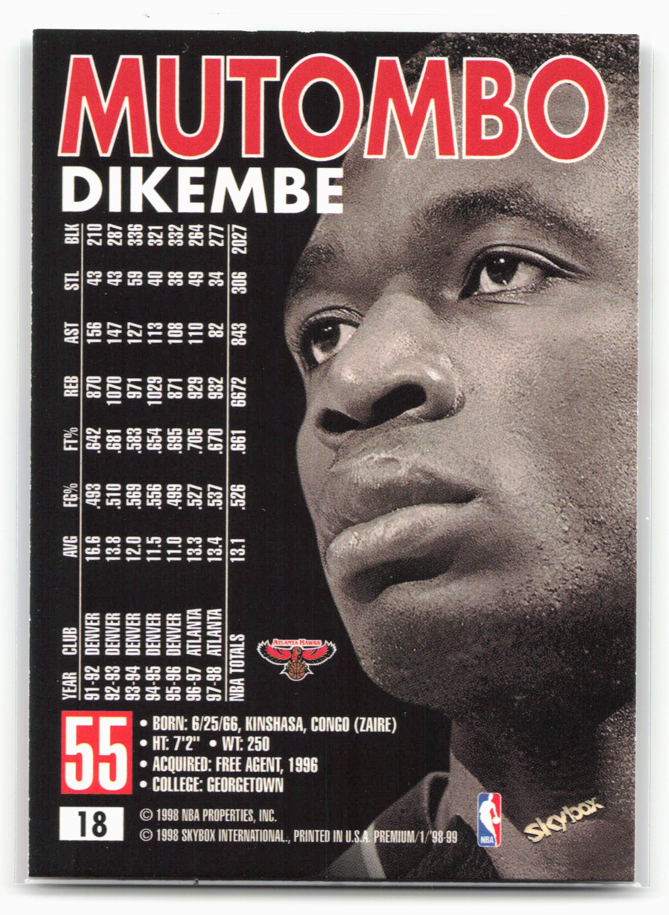 1998-99 SkyBox Premium #18 Dikembe Mutombo