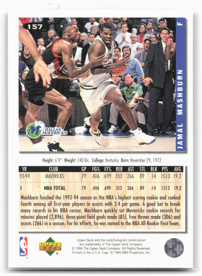1994-95 Collector's Choice #157 Jamal Mashburn Silver Signature