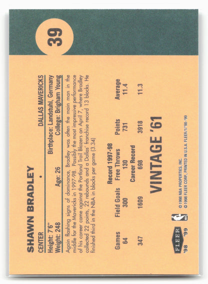 1998-99 Fleer Tradition #39 Shawn Bradley Vintage '61
