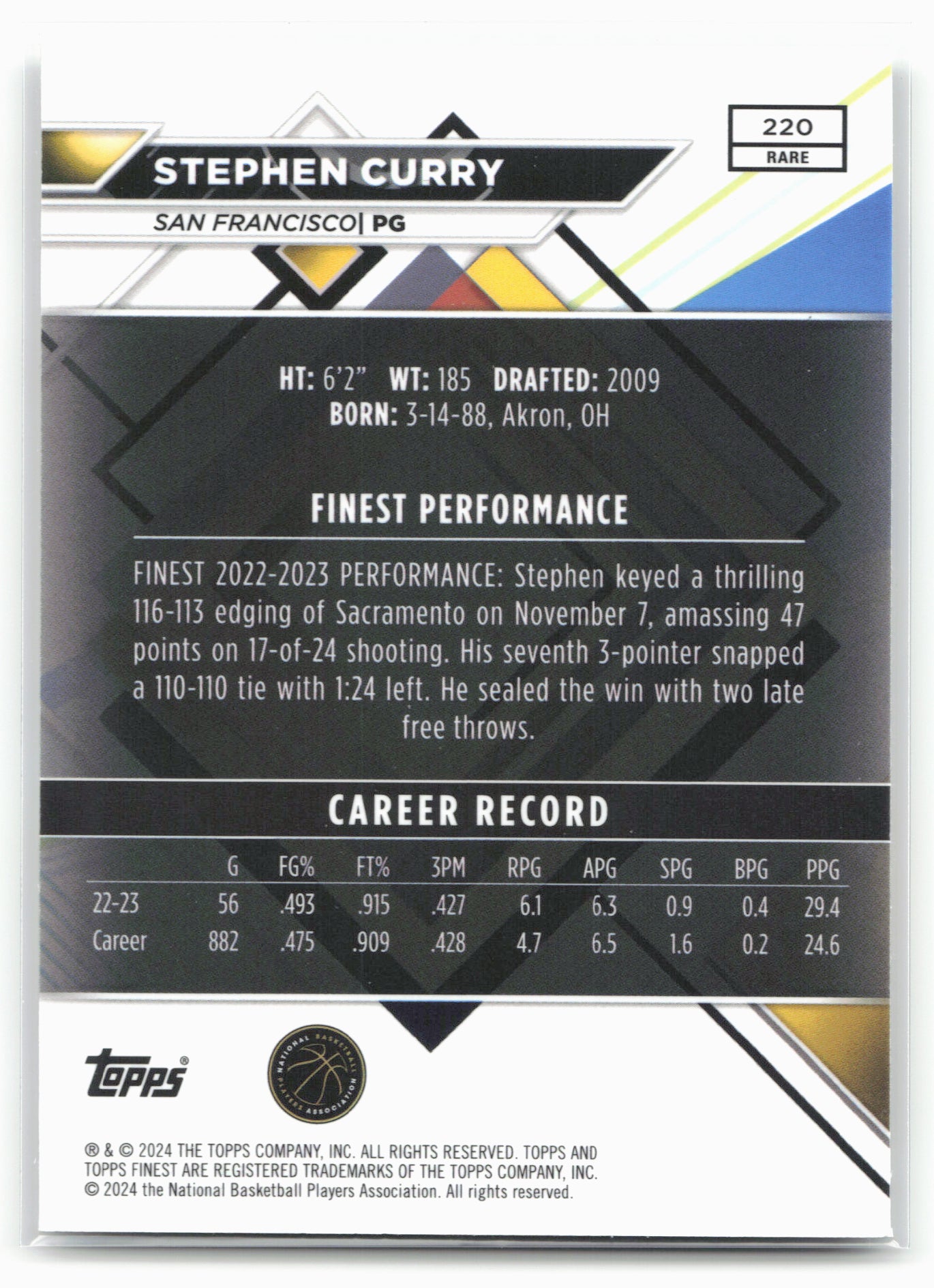 2023-24 Finest #220 Stephen Curry 24738