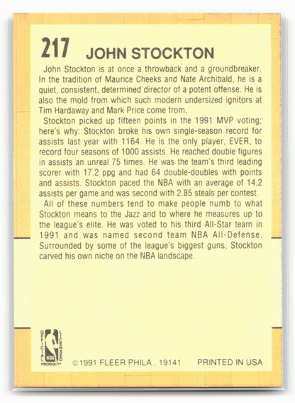 1991-92 Fleer #217 John Stockton 24744